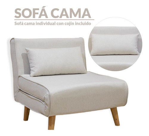 Sofá Cama Individual Sillon Reclinable Comodo Moderno Lino