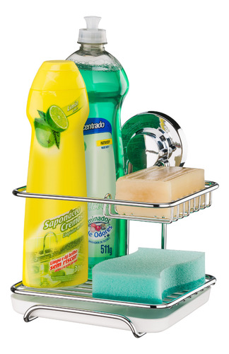 Suporte Cozinha Sabão Detergente Esponja Com Ventosa Future