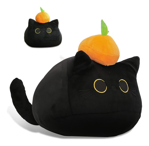 Cojín De Peluche Gato Negro 3d Suave Y Adorable 53 Cm