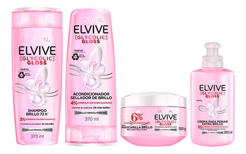 Pack Elvive Glycolic Gloss: Sha + Aco + Ctt + Cpp