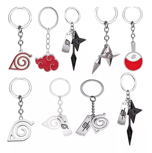 Chaveiro Metal Símbolo Akatsuki Anime Ninja Naruto Geek no Shoptime