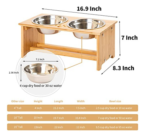 Tazones Elevados De Bambú Para Perros Medianos Y Pequeños