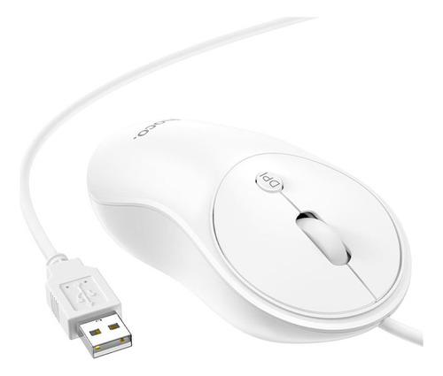 Mouse Para Pc Alámbrico Conexión Usb 1.5m Hoco Gm13 Blanco