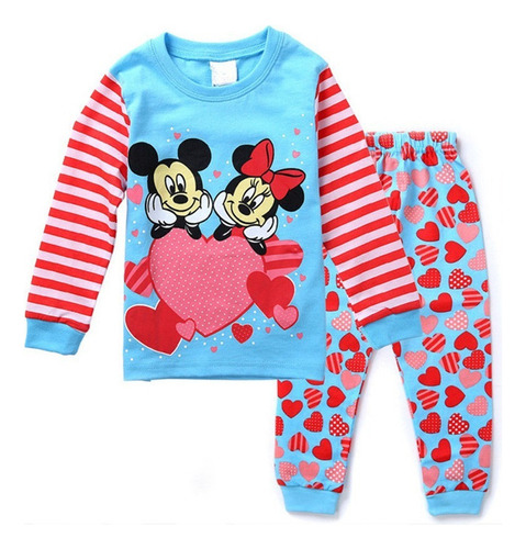 Ropa De Dormir De Manga Larga Minnie Para Niños Y Niñas 2 Pi