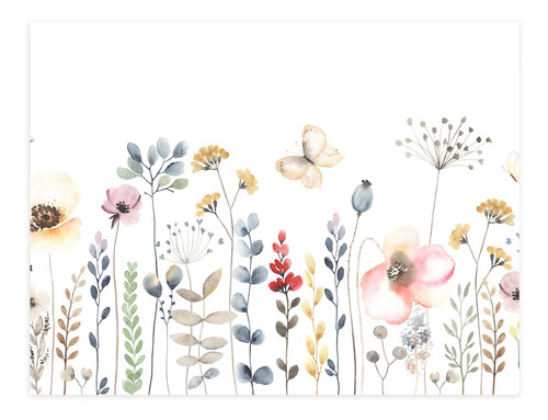 Imagem 3 de 3 de Papel De Parede Painel Floral Aquarela 6 Rolos - 9m²