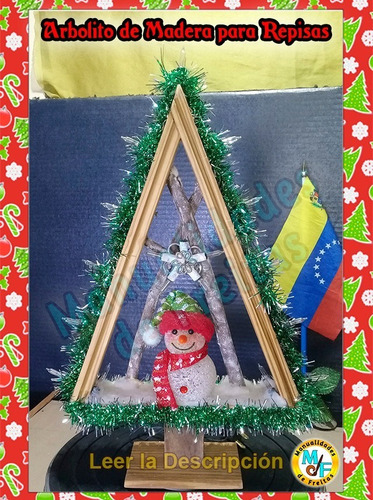 Imagen 4 de 4 de Arbolito De Navidad En Madera Pequeño E Iluminado