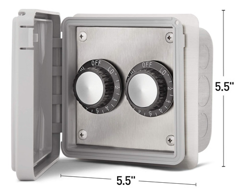 Infratech Volt Regulador Calor Gang Caja Cubierta Dual Acero