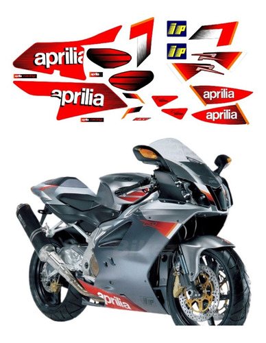 Kit Adesivo Para Aprilia Rsv Mille 1000r 2004 14758 Cor Vermelho