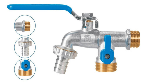 Llave De Esfera Doble Salida 1/2'' De Latón Foset 48060