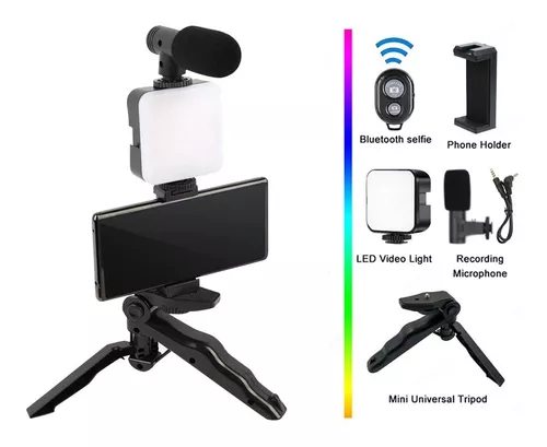 Kit Creacion de Video Blog Celular Luz Led Tripode Microfono UNIVERSAL