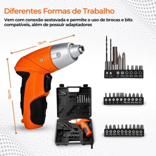 Mini Parafusadeira Para Pc Computador De Impacto Pequena 4v Laranja 50 Hz/ 60 Hz