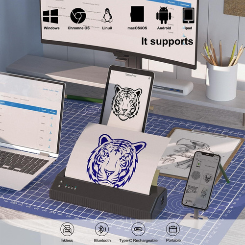 Impressora De Estêncil De Tatuagem Sem Fio Bluetooth
