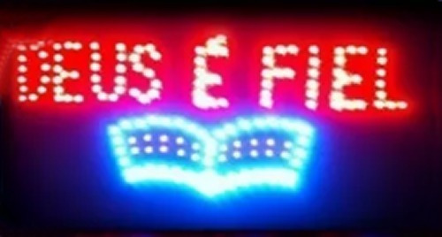 Placa Luminoso Quadro Led Letreiro Luminária Deus_é_fiel