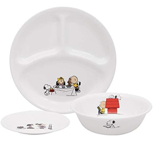 Corelle Livingware X Plato Dividido De Vidrio Peanuts, Tazón