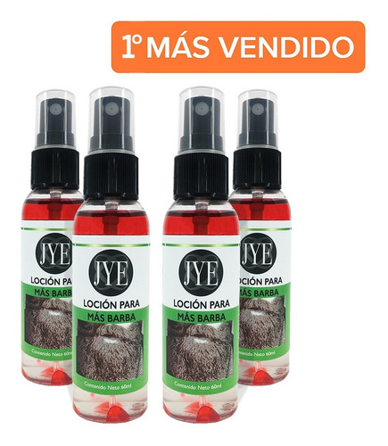 4 Frascos Locion Crecimiento Barba Bergamota Extra