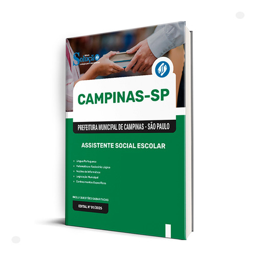 Apostila De Campinas Sp Assistente Social Escolar, De Professores Especializados. Editorial Editora Solução, Capa Mole, Edição Oficial Em Português, 2025