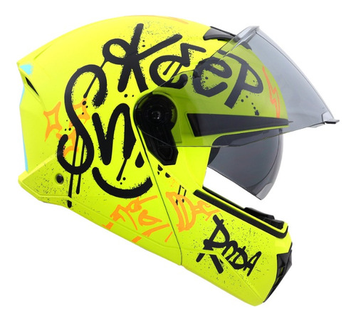 Casco Roda Booster Caprack Mica Humo Abatible Svs Amarillo Caprack L