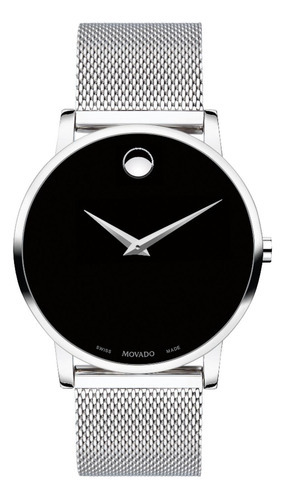 Movado Mens Coremuseum Classic 0607219 Color de la correa Plateado Color del bisel Plateado Color del fondo Negro