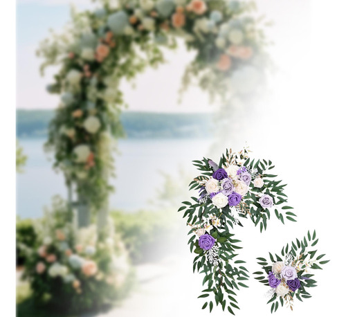 2x Flores De Arco De Boda Flores De Esquina Verdes Para