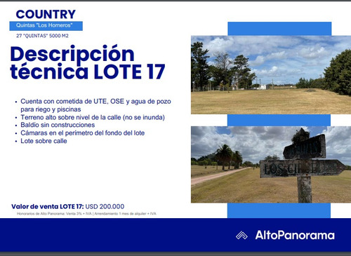 Country Quintas Los Horneros 27 Lotes Con Dimensiones Estilo Quintas (5000 M2 Cada Uno)