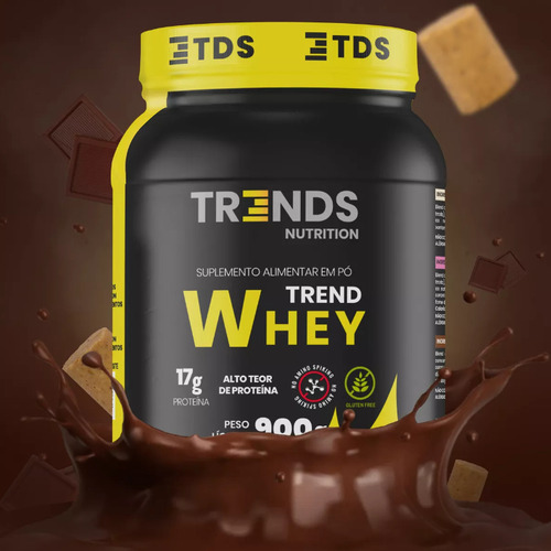 Combo 2x Whey Protein Concentrado Blend Proteinas Pote 900g Sabor Chocolate Com Paçoca