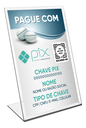 Display Plaquinha Chave Pix Qr Code Personalizado Farmácias