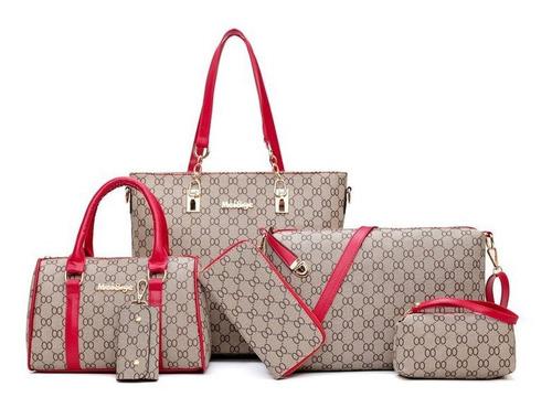 Imagen 1 de 7 de Set Bolso De Mano, Hombreo, Cruzado 6 Piezas