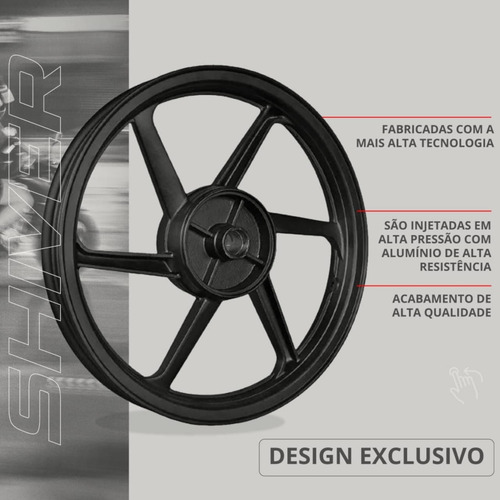 Kit Roda 6p + 2 Pneus 90/90-18 80/100-18 Vipal + Brindes