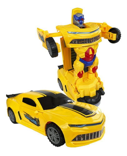 Super Robots Carrinho Camaro Transformers Vira Robô Luz Som Bate Volta Carrinho Camaro Transformers Vira Robô Luz Som Bate Volta Amarelo