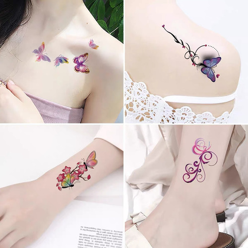 Tatuaje Temporal Mariposas 30 Plantillas Tatto Cuello Brazo Color Butterflies Butterflies