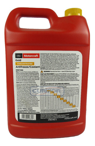 Imagen 2 de 4 de Refrigerante Coolant Vc-7-b Ford Motorcraft Amarillo 3,78 Lt