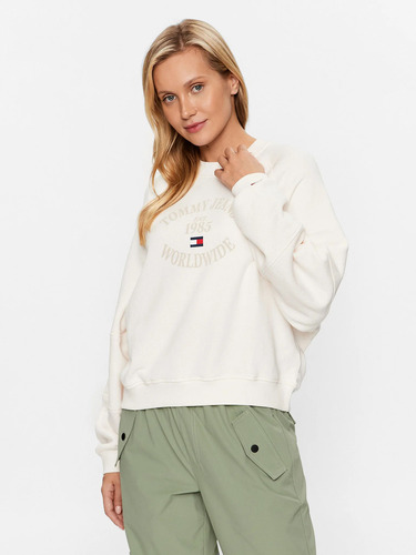 Polerón Relaxed Worldwide Logo Mujer Tommy Jeans Blanco