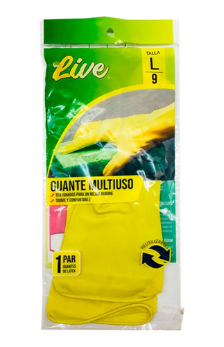 Guante Latex Live® Limpieza Y Desinfección Pack 10 Pares L