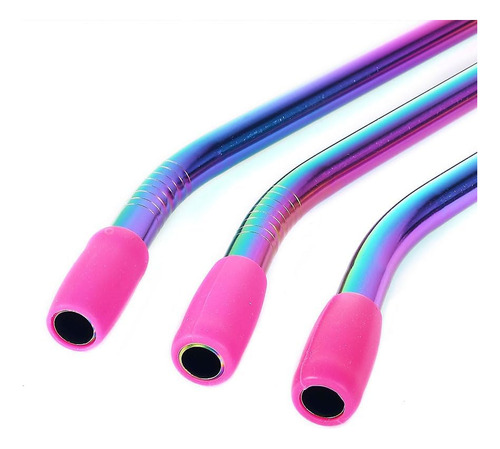 Pajitas De Metal Reutilizables Con Puntas De Silicona Y Cepi