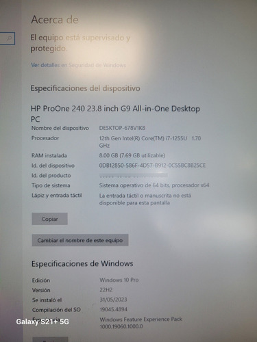 Hp Proone 240 G9 I7 12th Negro (Usado)