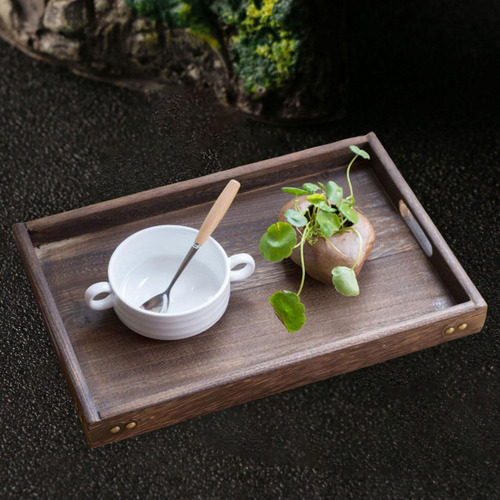 Bandeja De Madera Para Servir Con Asa, Bandeja Para Comer,