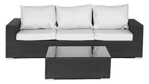 Sillon De Rattan Sintético De Tres Cuerpos Y Mesa Ratona .