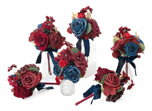 Juego 6 Miniramos De Dama De Honor Prefabricados Con Flores