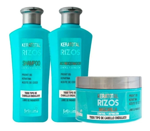 Shampoo Acondicionador Mascara Keratotal Rizos Bellissima