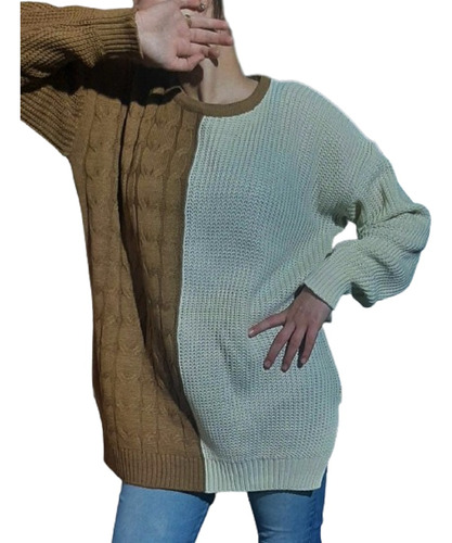 Sweater Oversize Tejido Ancho Bicolor Fabrica Ultimo Modelo