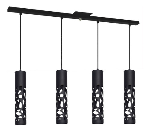 4 Lamparas Colgantes Minimalistas Tubo 3 30cm + Regleta