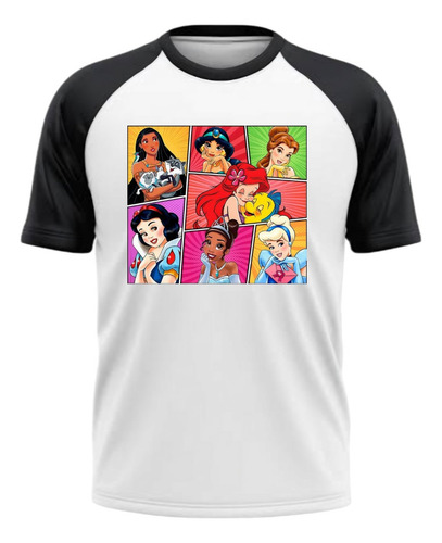 Playera Infantil Ranglan Princesas Mod10 Manga Corta