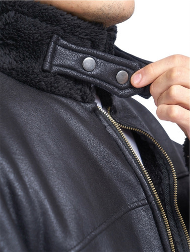 Campera De Cuero Craquelado Con Peluche Para Hombre Kiev Ba