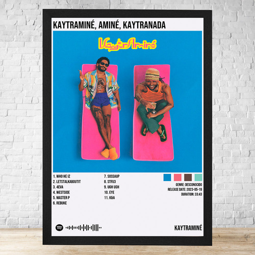 Cuadro Kaytraminé Aminé Kaytranada 1 30x40 Cm C147 Negro Clasico