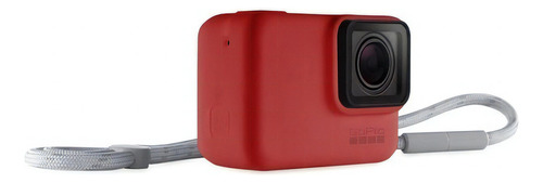 Funda de silicona con cordón rojo en la manga de Gopro