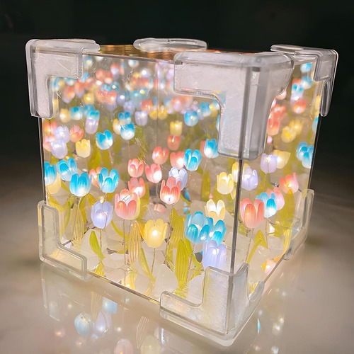 Diy Espejo Led Cube Tulipanes Lamparas Led Lamparas De Noche