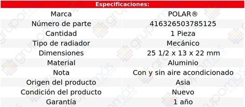 Radiador Mecánico Seat Ibiza L4 2.0l Std 08 Al 17 Polar