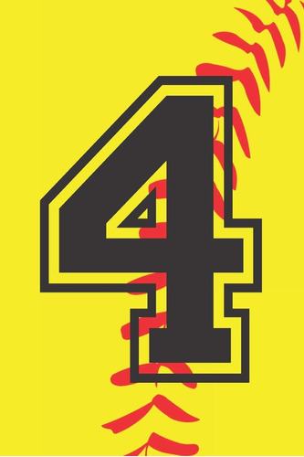 Libro En Inglés: 4 Journal: A Softball Jersey Number #4 Four