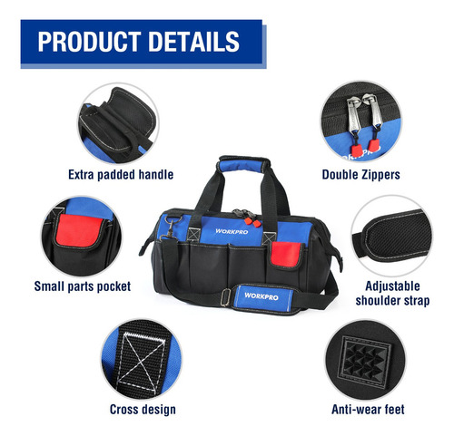Bolsa De Herramientas Workpro 18 Inch Con Boca Ancha
