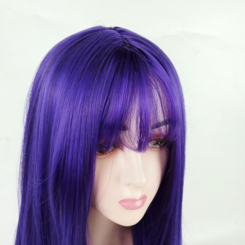 Peluca De Encaje Larga Morada Para Mujer Cosplay